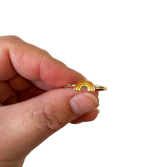 Pura Vida Gold Retro Rainbow Ring Set  Trendy Boho Fashion Jewelry Stackable - Picture 5 of 6